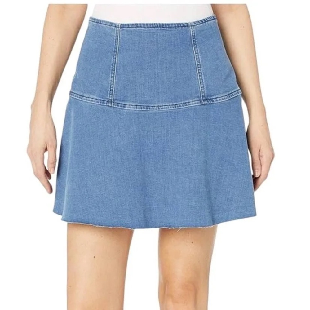 Free People We the Free blue denim flare mini skirt